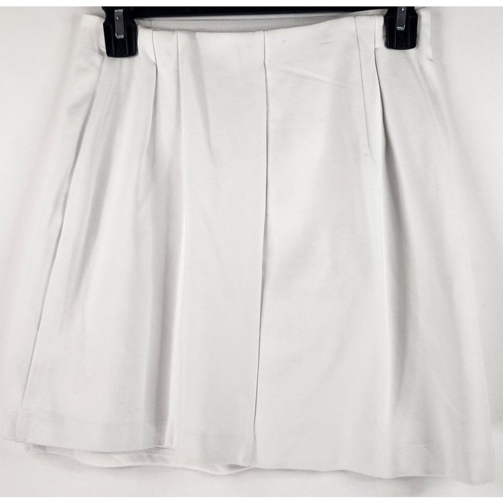 Stradivarius Skirt Womens Medium Ecru White Pleated Lined Slit Detail Mini